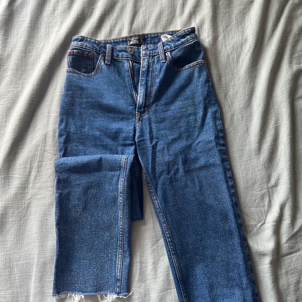 Abercrombie straight leg jeans with fraying detail